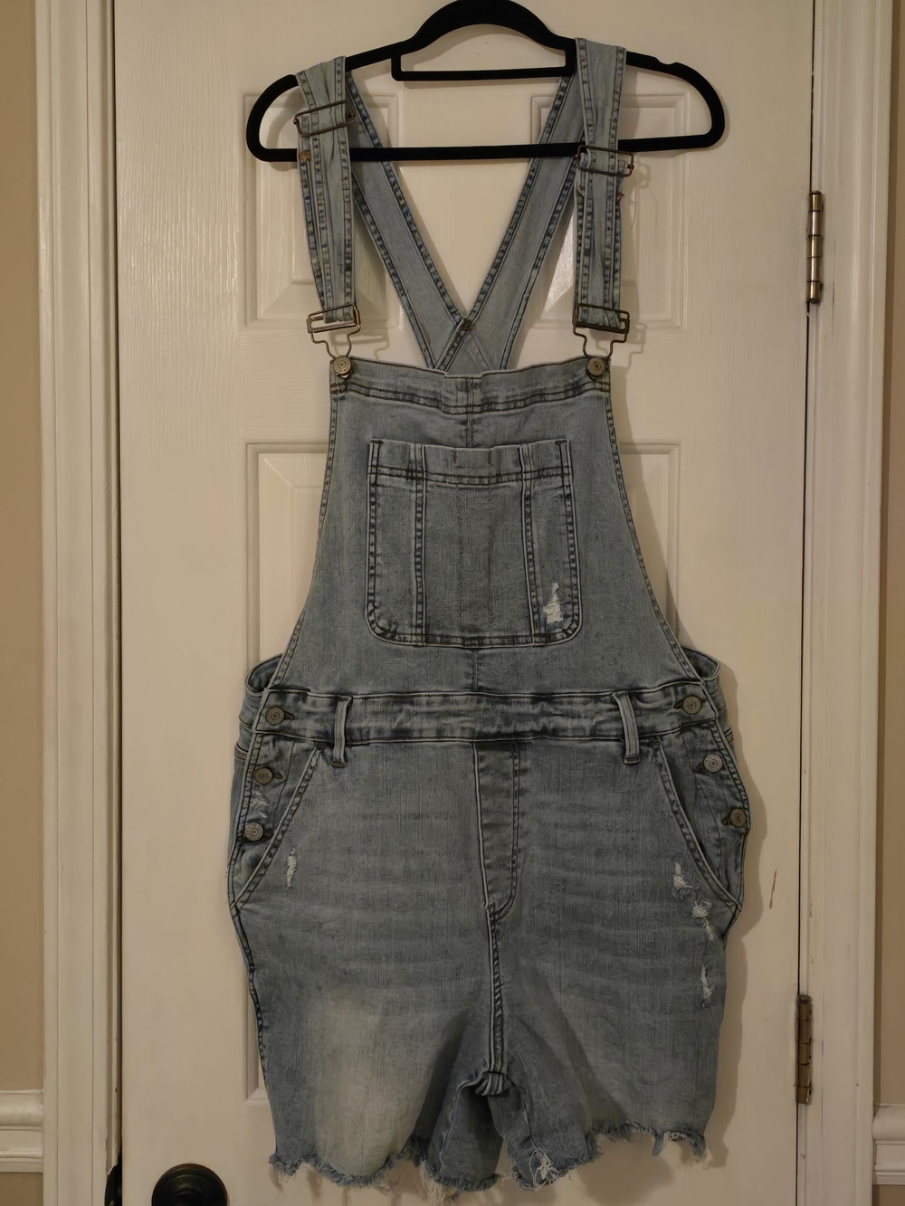 Judy Blue Light Wash Denim Short Overalls with Adjustable Straps